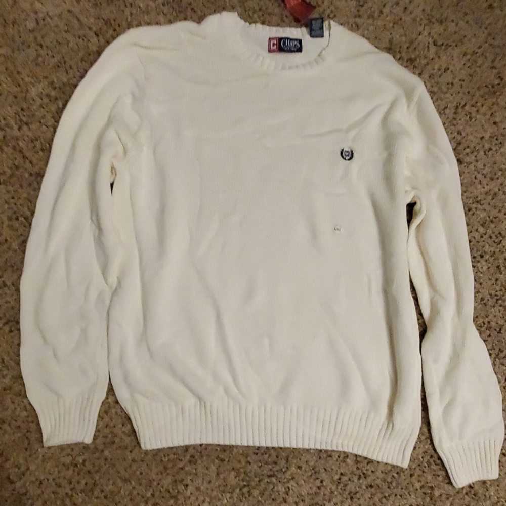 Chaps Crew Neck Sweater Cream, new